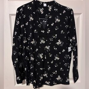 Old Navy Black Floral Blouse